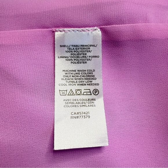 Ann Taylor Ruffle Button Blouse Orchid Feminine Romantic Bloom Sz LT Large TALL - Picture 7 of 8